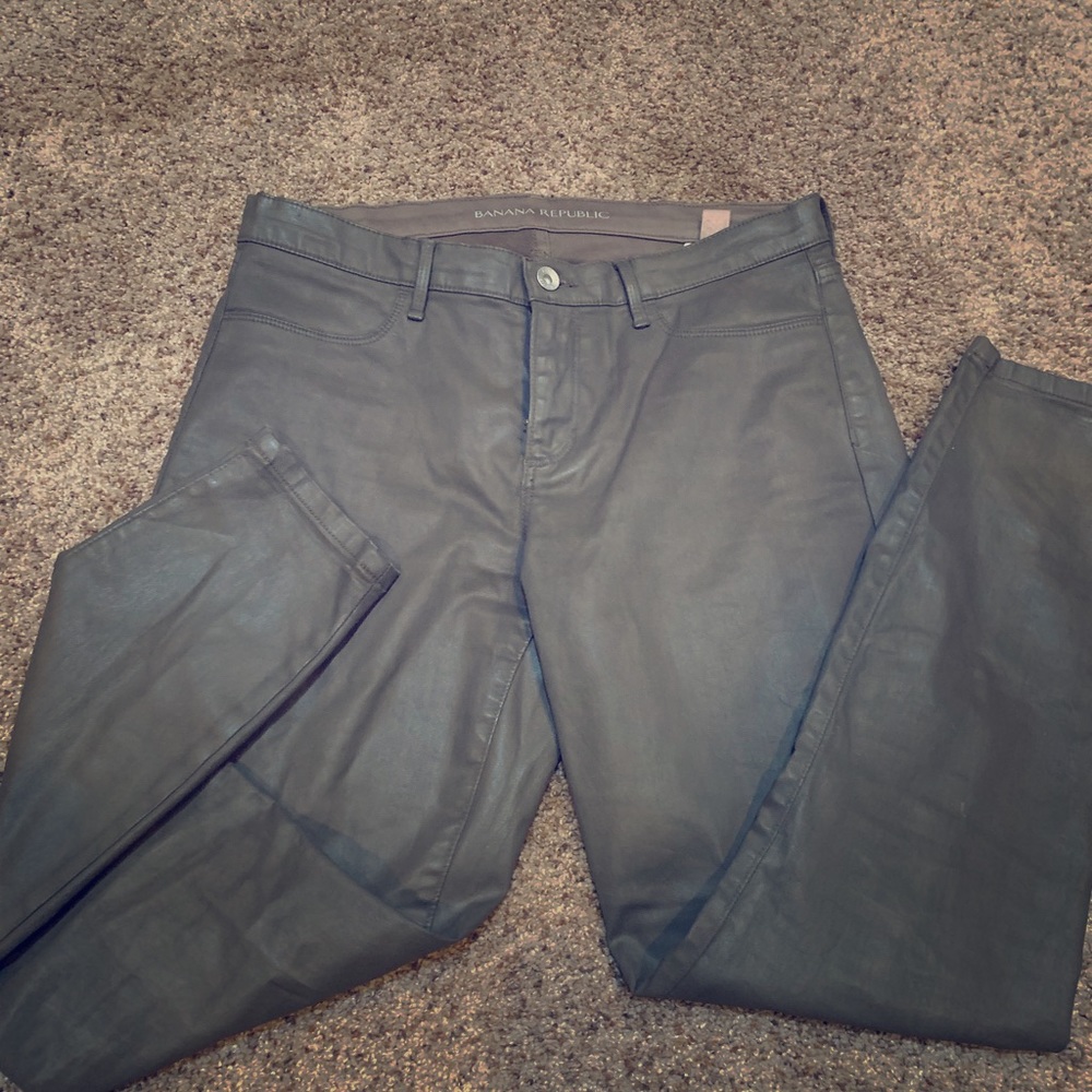 Faux leather banana Republic army green jean pant